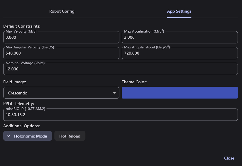 robot config